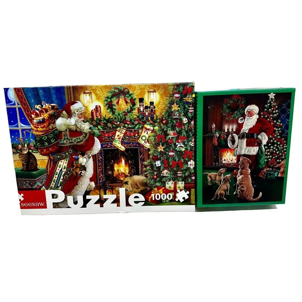 Lot‎ Of 2 Christmas Puzzles- 1000 Piece /500 Piece